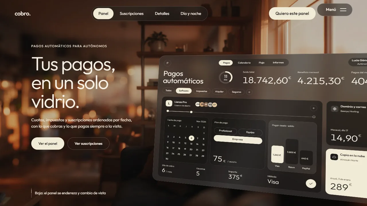 Captura de la muestra de cobro., panel de pagos automáticos